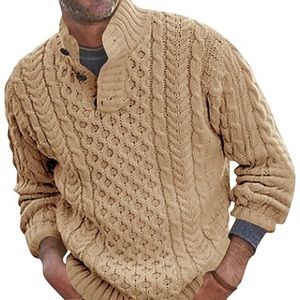 Solid Camel Tan Pullover Sweater Cable Waffle Knit Size M